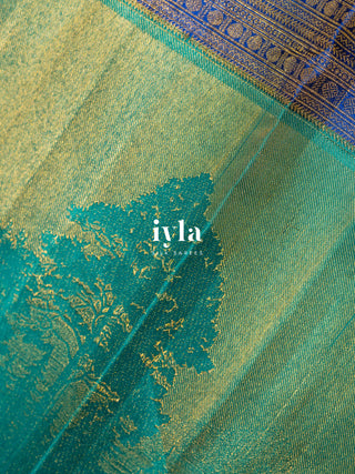The Forest of Stillness Silk Saree in Iyla Blue