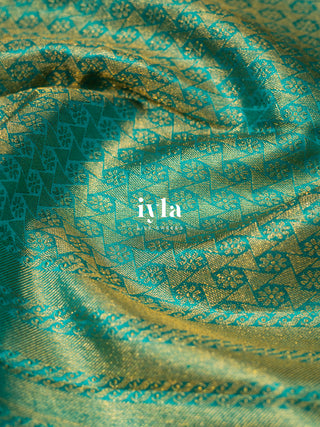 The Forest of Stillness Silk Saree in Iyla Blue