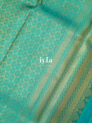 The Forest of Stillness Silk Saree in Iyla Blue