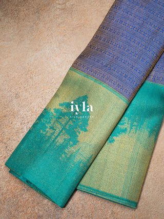 The Forest of Stillness Silk Saree in Iyla Blue