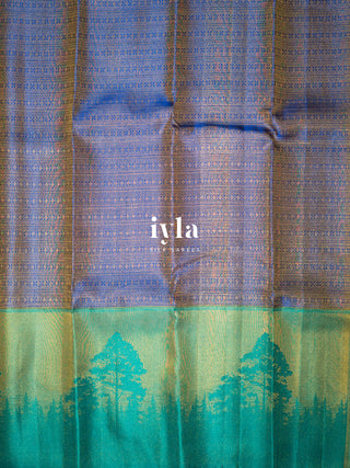 The Forest of Stillness Silk Saree in Iyla Blue