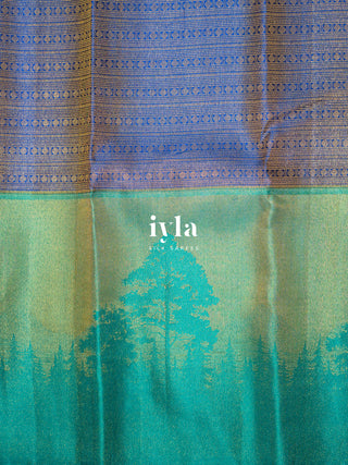 The Forest of Stillness Silk Saree in Iyla Blue