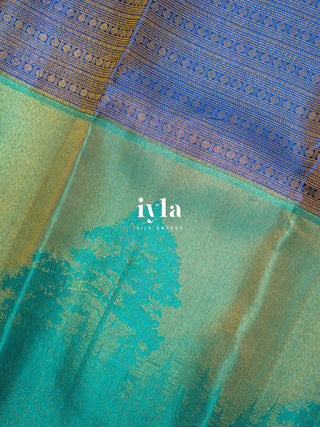 The Forest of Stillness Silk Saree in Iyla Blue