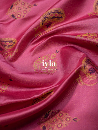 The Enchanted Garden of Peacock Kanjeevaram in Creamy Pink