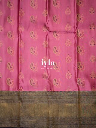 The Enchanted Garden of Peacock Kanjeevaram in Creamy Pink