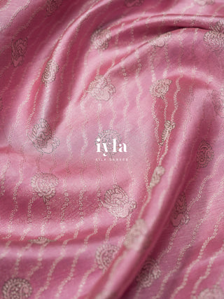 The Pichwai Sacred Cow and Calf Kanjeevaram in Carnation Pink