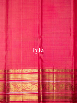 The Sacred Pichwai cow and calf Kanjeevaram in cozy cream