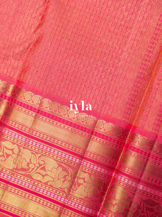 The Sacred Pichwai cow and calf Kanjeevaram in cozy cream