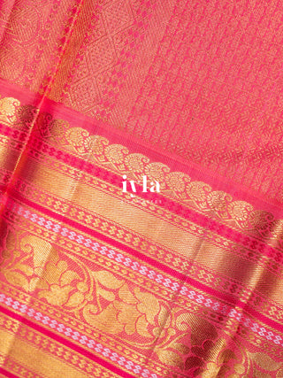 The Sacred Pichwai cow and calf Kanjeevaram in cozy cream