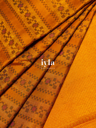 The Tangerine Pixel Petal Kanjeevaram