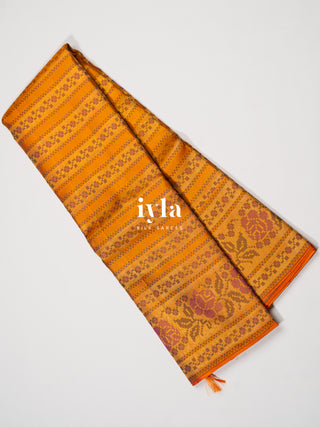 The Tangerine Pixel Petal Kanjeevaram