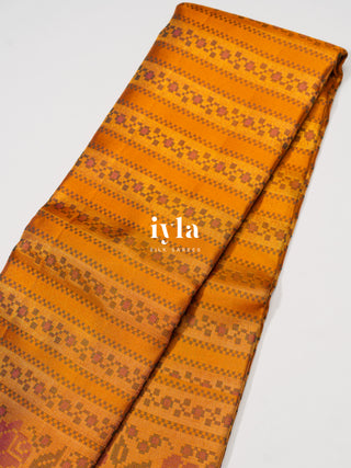 The Tangerine Pixel Petal Kanjeevaram