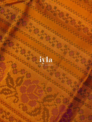 The Tangerine Pixel Petal Kanjeevaram