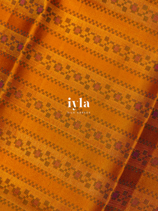 The Tangerine Pixel Petal Kanjeevaram