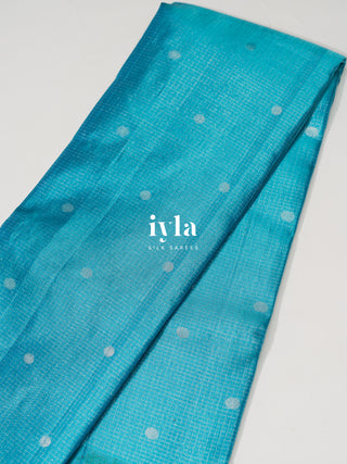 The Azure Blue Pixelated Flower Kanjeevaram