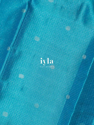 The Azure Blue Pixelated Flower Kanjeevaram