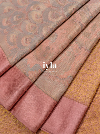 The Peacock Dream Kanjeevaram in Apricot Pink