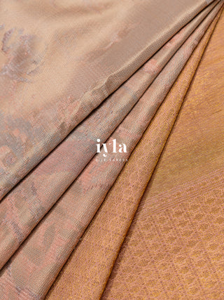 The Peacock Dream Kanjeevaram in Apricot Pink