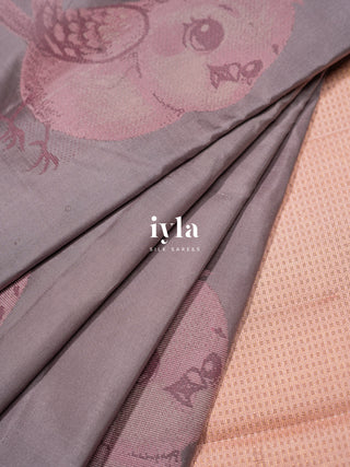 The Pookie’s Day Out Silk Saree in Pewter Grey
