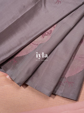 The Pookie’s Day Out Silk Saree in Pewter Grey