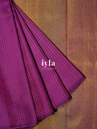 The Prince of Wales Silk Saree in Deep Purple