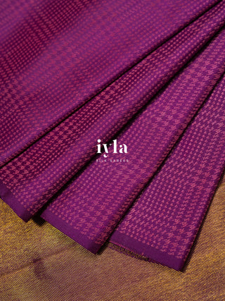 The Prince of Wales Silk Saree in Deep Purple