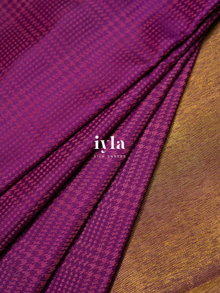 The Prince of Wales Silk Saree in Deep Purple