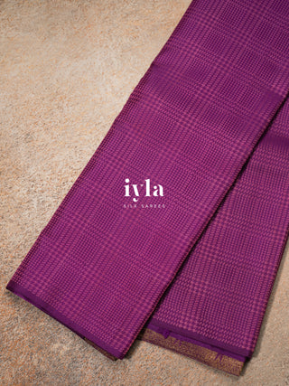 The Prince of Wales Silk Saree in Deep Purple