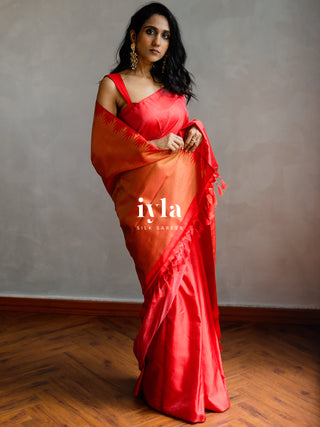 The Prince of Wales Silk Saree in Crimson Red