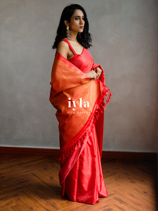 The Prince of Wales Silk Saree in Crimson Red