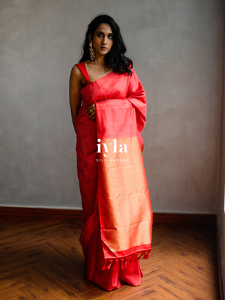 The Prince of Wales Silk Saree in Crimson Red