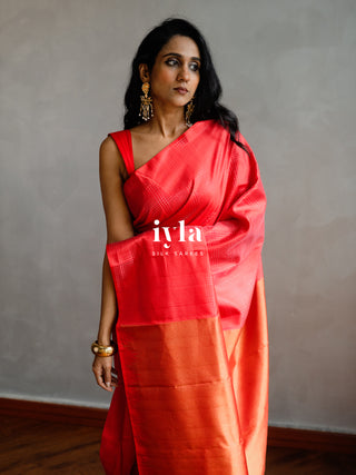 The Prince of Wales Silk Saree in Crimson Red