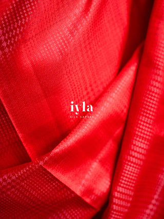 The Prince of Wales Silk Saree in Crimson Red
