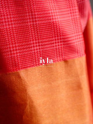 The Prince of Wales Silk Saree in Crimson Red