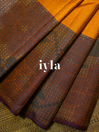 The Pixelated Flower Kanjeevaram in Marigold Orange
