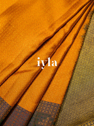 The Pixelated Flower Kanjeevaram in Marigold Orange