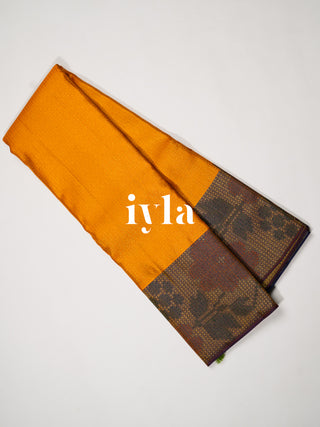 The Pixelated Flower Kanjeevaram in Marigold Orange