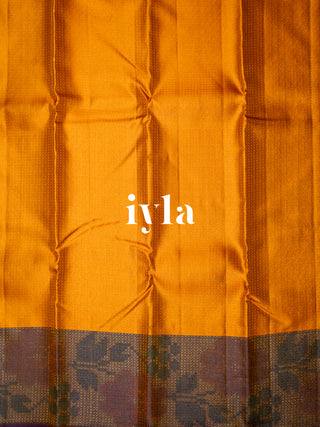 The Pixelated Flower Kanjeevaram in Marigold Orange
