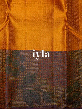 The Pixelated Flower Kanjeevaram in Marigold Orange