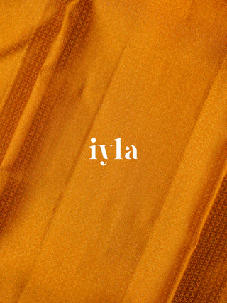 The Pixelated Flower Kanjeevaram in Marigold Orange