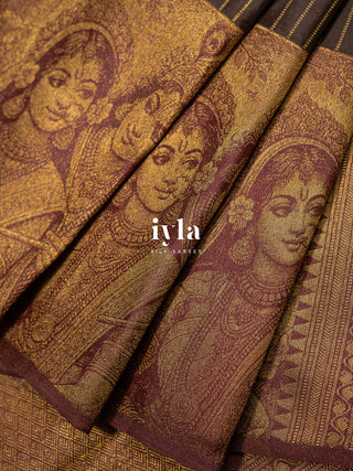Pre Order | The Vrindhavan Leela Kanjeevaram in Bronze Walnut