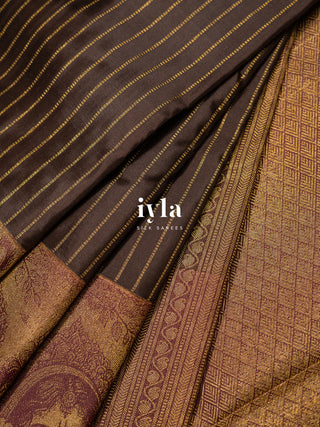 Pre Order | The Vrindhavan Leela Kanjeevaram in Bronze Walnut