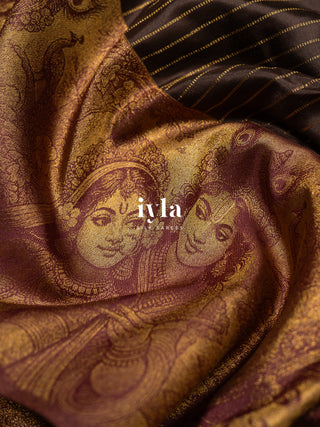 Pre Order | The Vrindhavan Leela Kanjeevaram in Bronze Walnut