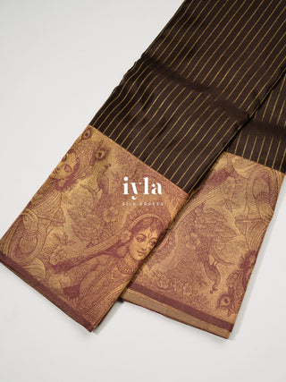 Pre Order | The Vrindhavan Leela Kanjeevaram in Bronze Walnut