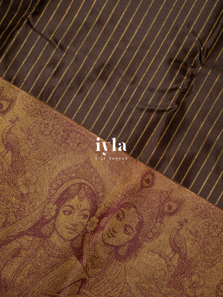 Pre Order | The Vrindhavan Leela Kanjeevaram in Bronze Walnut