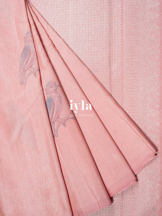 The Baby Pink Finch Zari Infused Kanjeevaram