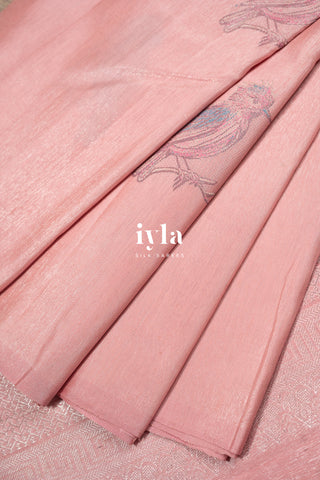The Baby Pink Finch Zari Infused Kanjeevaram