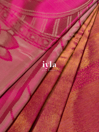 The Divine Drape of Radha Krishna Kanjeevaram in Deep Pink