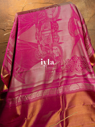 The Divine Drape of Radha Krishna Kanjeevaram in Deep Pink