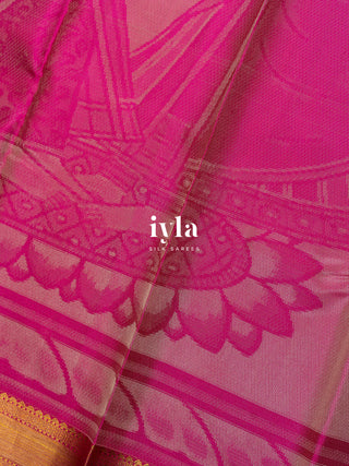 The Divine Drape of Radha Krishna Kanjeevaram in Deep Pink